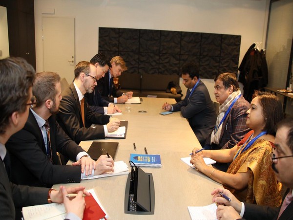 Union Minister Nitin Gadkari meets Swedish Minister for Infrastructure, Tomas Eneroth. (Photo tweeted by Nitin Gadkari office)