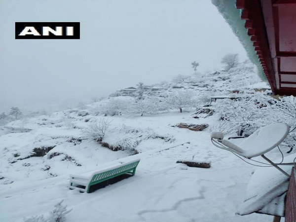 Mandhol village in Shimla district received snowfall today.