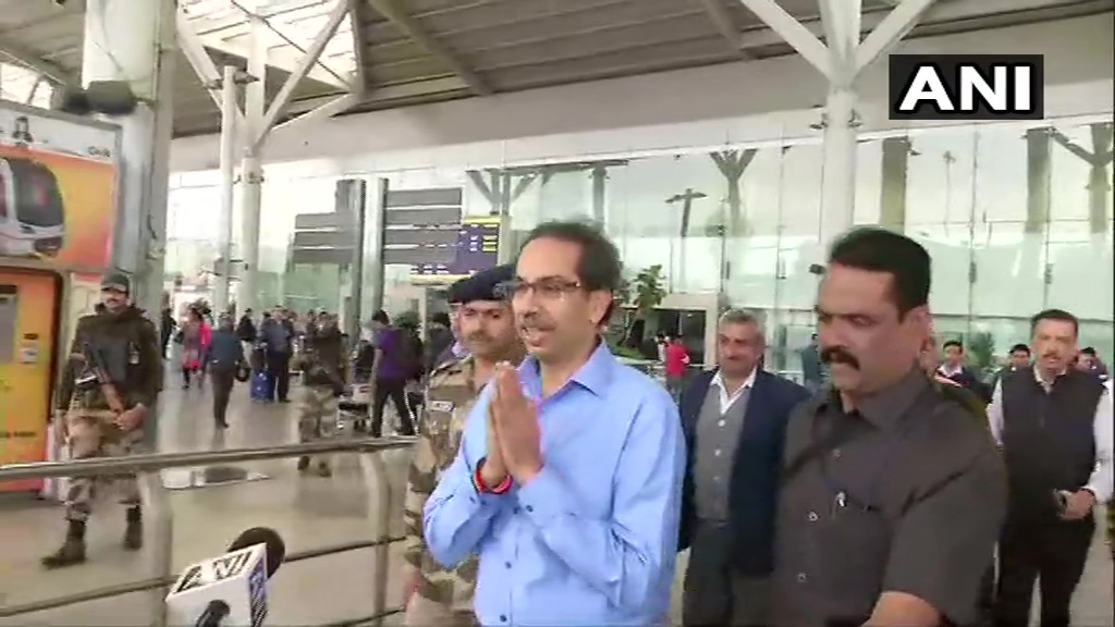 Maharashtra CM Uddhav Thackeray arrives Delhi airport on Friday. Photo/ANI