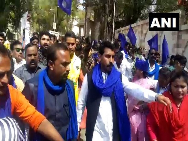 Bhim Army Chief Chandrashekhar Azad led march in Aurangabad on Sunday [Photo/ANI]
