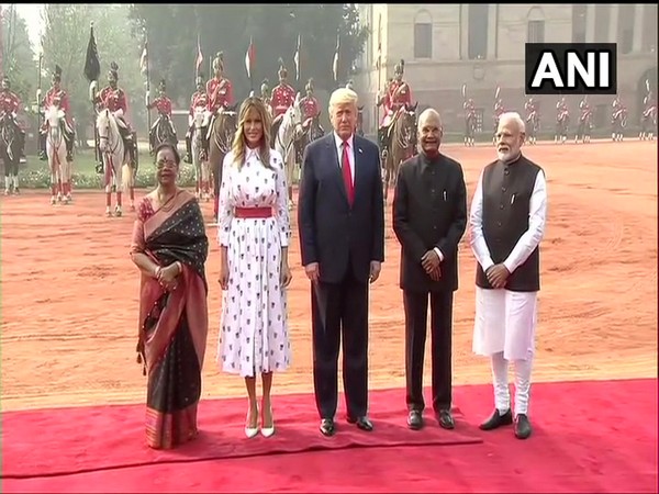 US President Donald Trump accorded ceremonial welcome at Rashtrapati Bhavan in the national capital on Tuesday