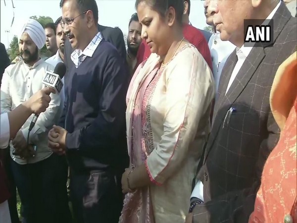 Delhi Chief Minister Arvind Kejriwal speaking to reporters on Tuesday. Photo/ANI