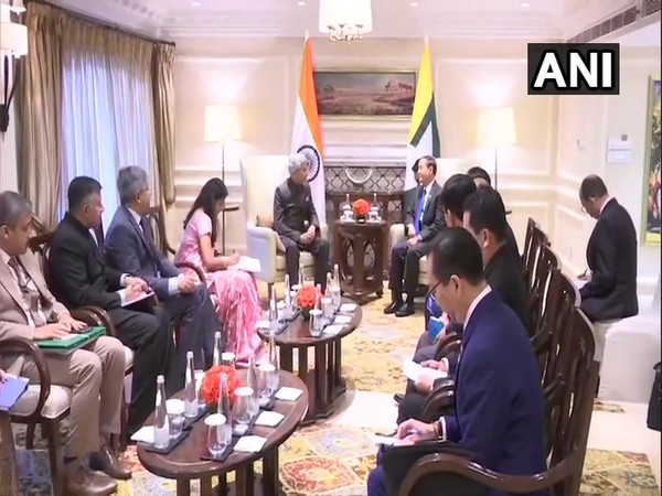 Myanmar President U Win Myint and External Affairs Minister S Jaishankar in Delhi on Thursday. Photo/ANI