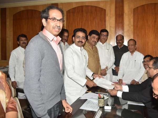 Congress candidate Rajiv Satav with Maharashtra Chief Minister Uddhav Thackeray, while filing his nomination papers for the Rajya Sabha polls on Friday. Photo/ANI