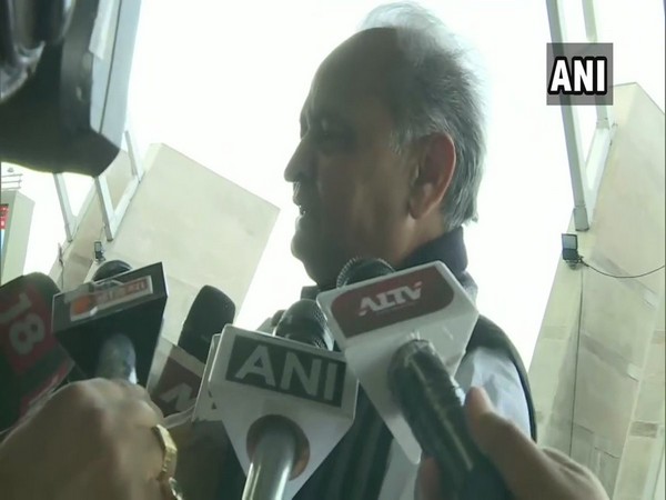 Rajasthan Chief Minister Ashok Gehlot speaking to media at Jaipur airport on Wednesday. Photo/ANI