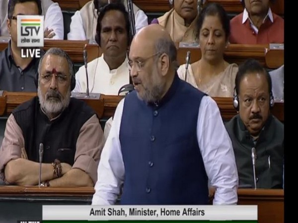 Home Minister Amit Shah in the Lok Sabha on Wednesday. Photo/LSTV