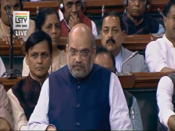 Home Minister Amit Shah speaking in the Lok Sabha on Wednesday. Photo/LSTV