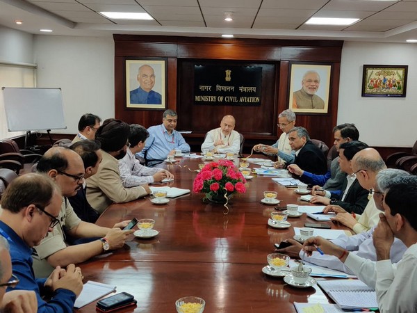 Pradeep Singh Kharola, Secretary, Ministry of Civil Aviation, on Thursday chaired the meeting in New Delhi. Photo/ANI