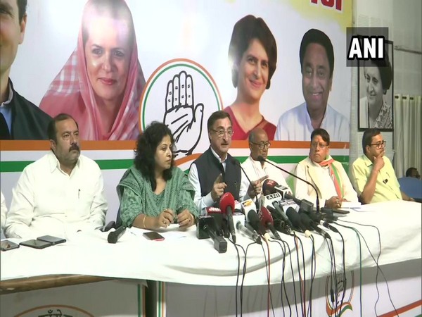 MP Congress leaders during a press conference on Thursday.