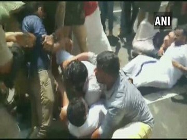 Police removing BJP Youth Wing workers for protesting against the death of a student of Malabar Christian College in Kozhikode on Thursday 