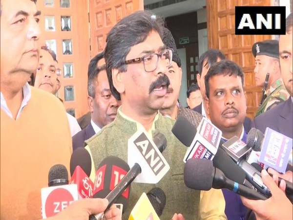 Jharkhand Chief Minister Hemant Soren speaking to media on Thursday. Photo/ANI