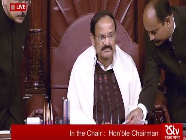 Rajya Sabha Chairman M Venkaiah Naidu speaking at the House on Friday. Photo/ANI