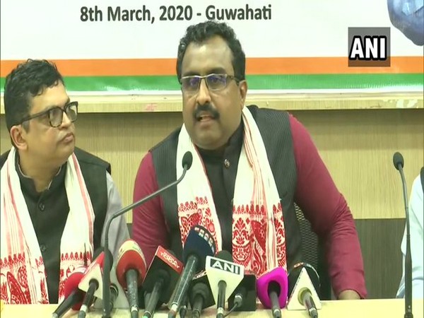 BJP national general secretary Ram Madhav addressing a press conference in Guwahati, Assam on Sunday. Photo/ANI