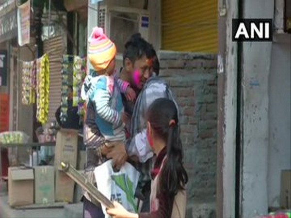 Delhi: Visuals from Maujpur area in NorthEastDelhi on the occasion of Holi [Photo/ANI]