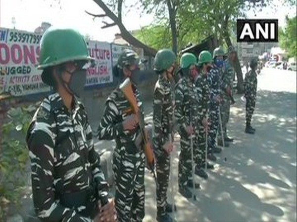 Heavy security deployment in Yamuna Vihar area in northeast Delhi. [Photo/ANI]