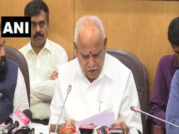 Karnataka Chief Minister BS Yediyurappa addressing the media in Bengaluru on Tuesday. Photo/ANI