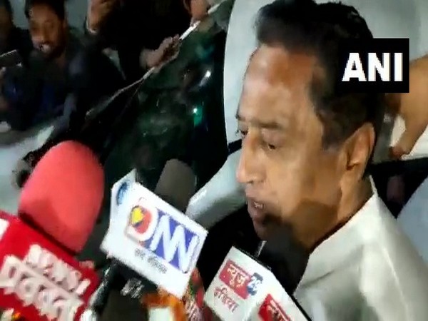 Madhya Pradesh Chief Minister Kamal Nath speaking to reporters on Tuesday in Bhopal. Photo/ANI