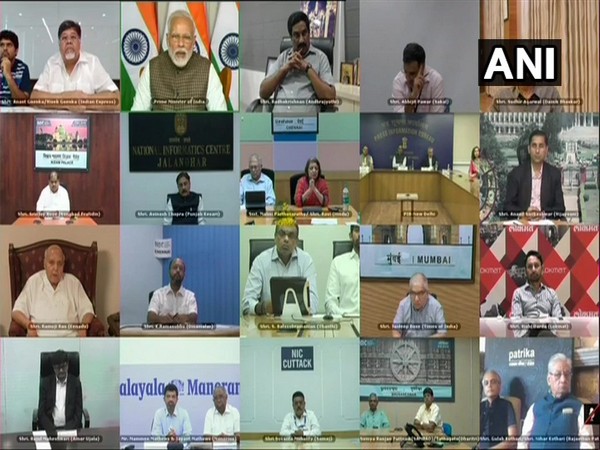 Prime Minister Narendra Modi interacting with print media heads via video conference on Tuesday (Photo/ANI)