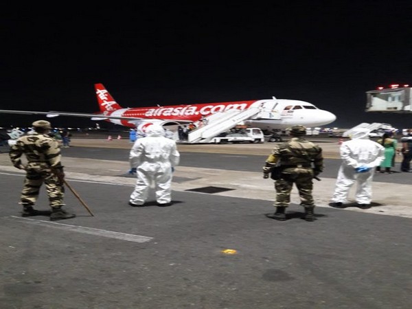 113 passengers were brought back from Malaysia on board Air Asia flight to Chennai on Monday [Photo/ANI]