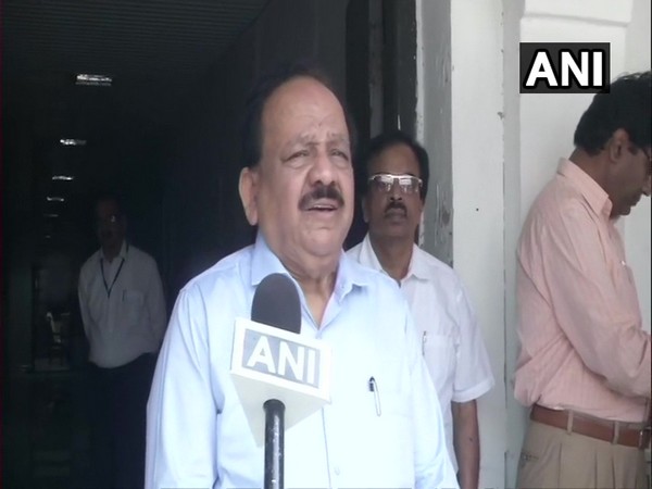Union Health Minister Dr Harsh Vardhan speaking to reporters on Tuesday. Photo/ANI