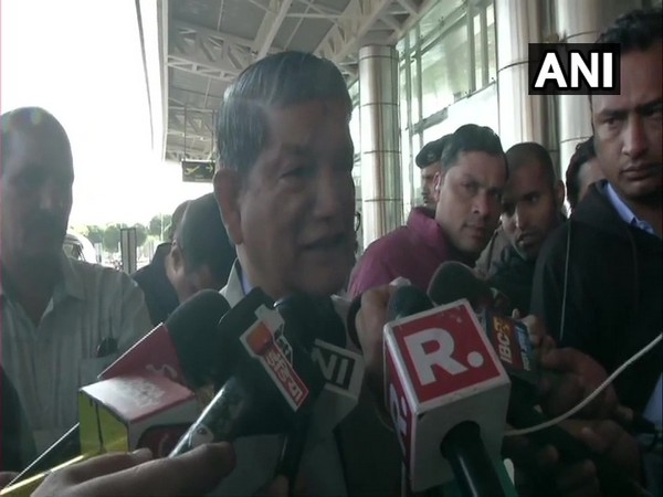 Senior Congress leader Harish Rawat speaking to media in Jaipur, Rajasthan on Sunday. Photo/ANI