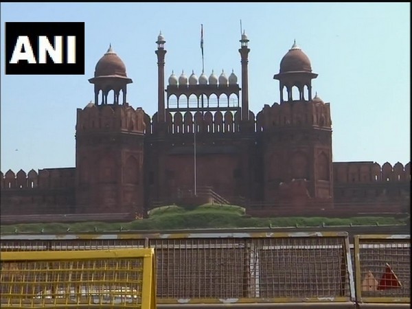 A visual from the Red Fort ahead of 75th Independence Day celebrations in New Delhi. [Photo/ANI]