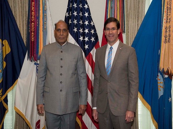 Defence Minister Rajnath Singh and US Defense Secretary Mark Esper (Photo tweeted by Mark Esper)