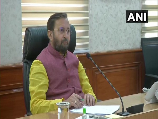 Union Minister Prakash Javadekar holding a video conference with Pune officials on Saturday.