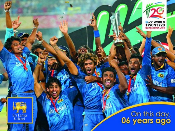 Sri Lankan team celebrates after winning T20 World Cup in 2014 (Photo/ Sri Lanka Cricket Twitter)