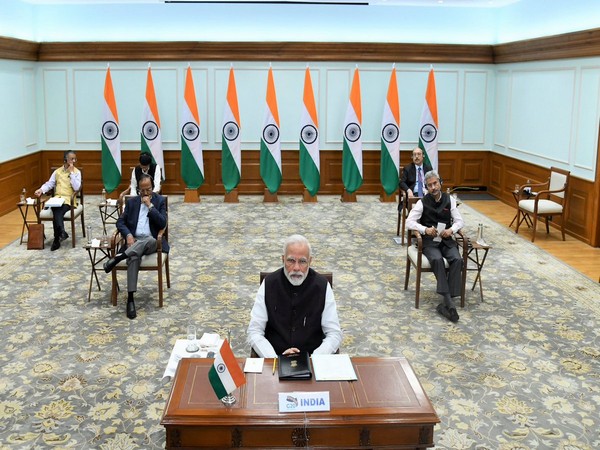 PM Modi taking part in Extraordinary Virtual G20 Leaders' Summit. (Photo tweeted by MEA spokesperson)