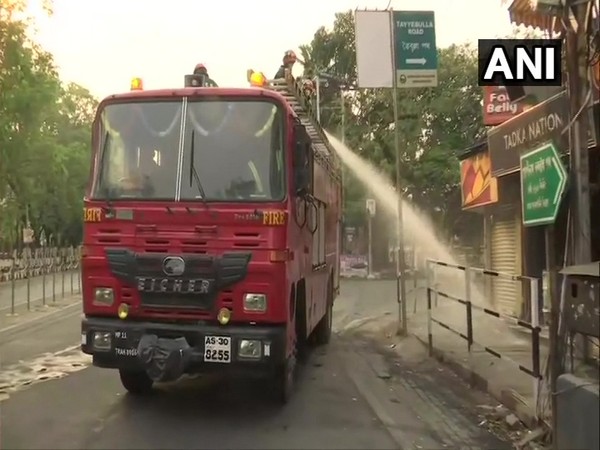 Disinfection drive conducted in Guwahati on Thursday (Photo/ANI)