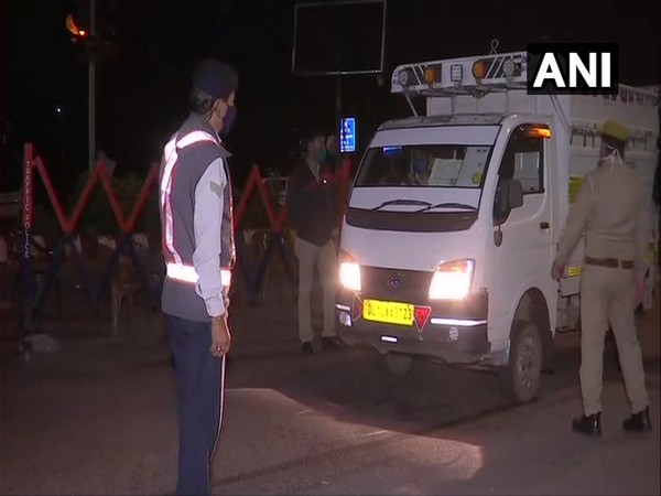 Amid the lockdown imposed due to the coronavirus outbreak, police are conducting checks on the non-essential movement of people at the Delhi-Noida border on Saturday.