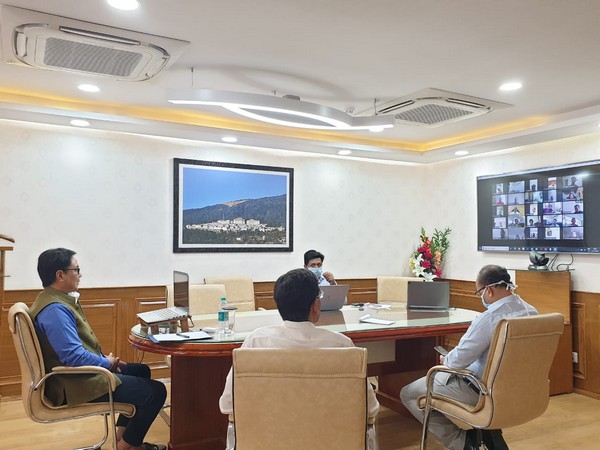 Union Sports Minister Kiren Rijiju holding a video conference with Regional Directors of SAI. (Photo/ Kiren Rijiju Office Twitter) 