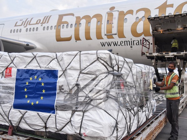 An aircraft carrying a shipment of ventilators, Remdesivir, from EU member states arrived in New Delhi.