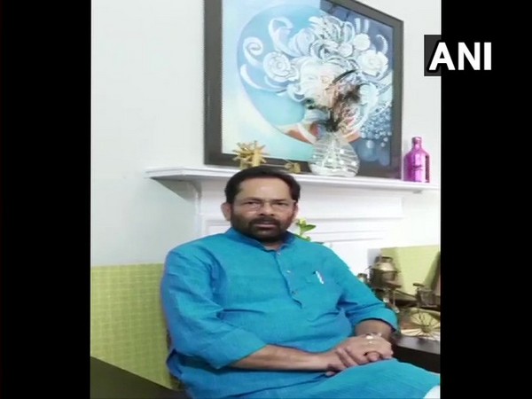 Union Minority Affairs Minister Mukhtar Abbas Naqvi speaking to ANI on Wednesday (Photo/ANI)