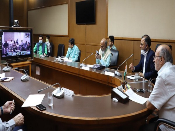 Visuals from the video conferene between Delhi Chief Minister Arvind Kejriwal and Lt Governor Anil Baijal and other officials.