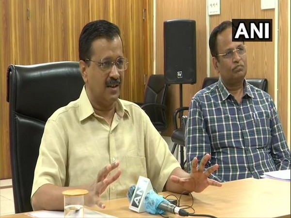 Delhi Chief Minister Arvind Kejriwal interacting with doctors on Wednesday. Photo/ANI