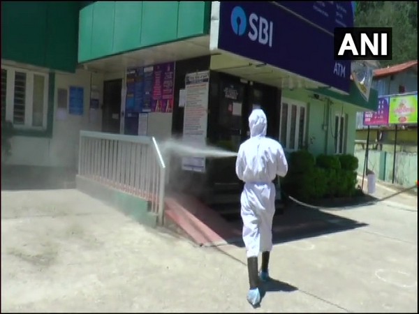 Idduki Fire Services on Saturday disinfected public places in wake of the situation arising out the coronavirus outbreak. Photo/ANI