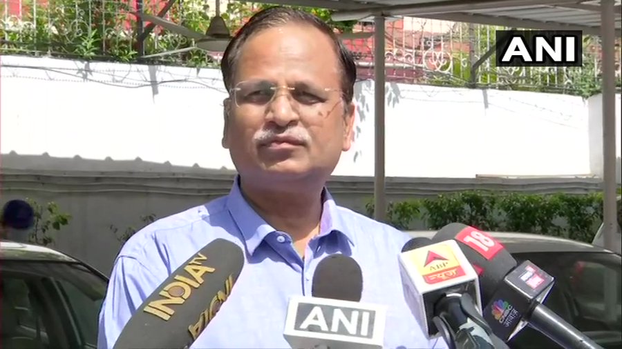 Delhi Health Minister Satyendar Jain while speaking to the reporters on Wednesday (Photo/ANI)