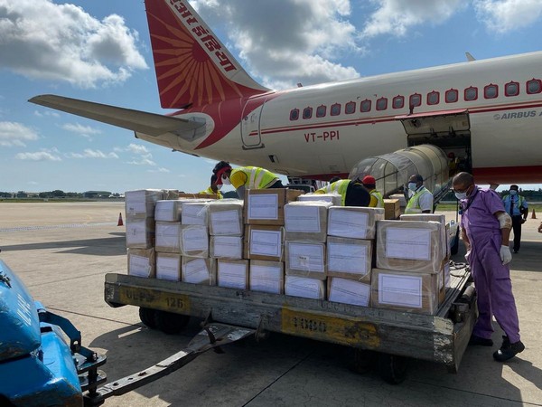 A consignment of medicines arrived from India in Sri Lanka.
