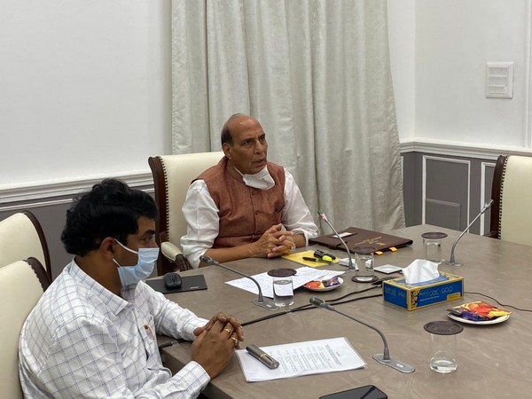 Union Defence Minister Rajnath Singh on Thursday inaugurated the first of its kind mobile lab which will be used for COVID-19 sample collection. Photo/ANI