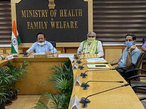 Union Health Minister Dr Harsh Vardhan and MoS Health and Family Welfare, Ashwini Choubey during the meeting (Photo/ANI)