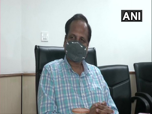 Delhi Health Minister Satyendra Jain speaking to reporters in New Delhi on Monday.     Photo/ANI