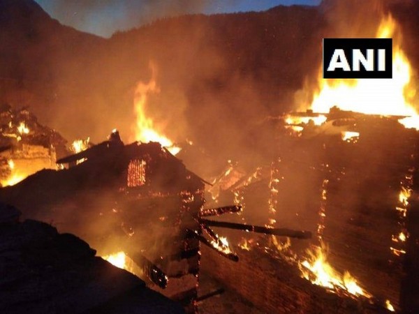 Fire broke out at Shishtwari village in Shimla's Chirgaon area on Wednesday. [Photo/ANI]