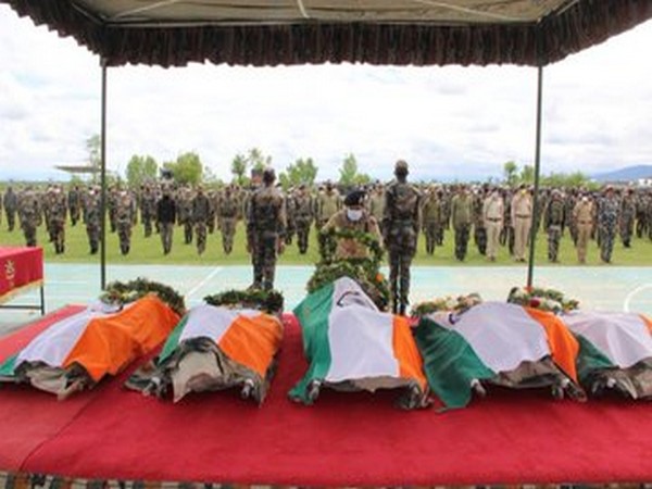 Tribute being paid to security personnel killed in Handwara encounter on Sunday. Photo/ANI