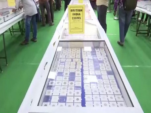 A visual of the coins at the exhibition on Friday. Photo/ANI
