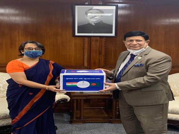 High Commissioner of India in Bangladesh Riva Ganguly Das handed over the third tranche of assistance to Foreign Minister of Bangladesh Dr AK Abdul Momen on Wednesday