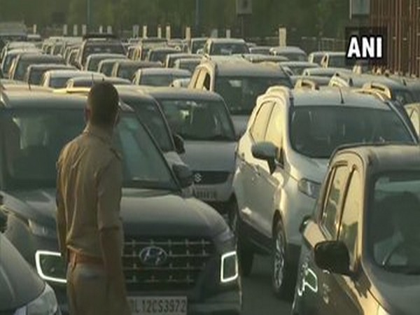 Traffic congestion was seen on DND flyway amid coronavirus lockdown. [Photo/ANI]