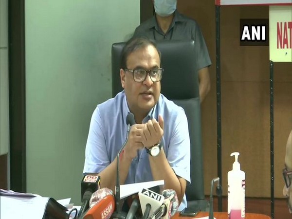 Assam state minister Himanta Biswa Sarma speaks to media . [Photo/ANI]