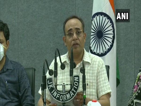 Rohit Kansal, Principal Secretary, Power, Information, addressing a press conference in Srinagar on Monday. Photo/ANI